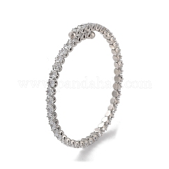 Micro en laiton pavent zircone cubique bracelets manchette, Plaqué longue durée, sans plomb et sans cadmium, platine, diamètre intérieur: 2-1/8 pouce (5.25 cm)