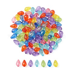 100 Stück transparente Acrylperlen, facettiert, Träne, Mischfarbe, 12x8 mm, Bohrung: 1.5 mm