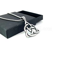 Collares colgantes vintage de acero inoxidable con nudo triquetra/trinidad circular para hombres y mujeres&nbsp;XL4137