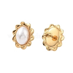 Placcatura ionica (ip) 304 acciaio inossidabile con orecchini a bottone in perle finte ABS per donna&nbsp;EJEW-N055-07G