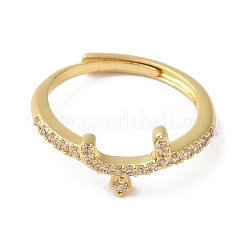 Anelli regolabili da donna con lettere arabe in ottone con placcatura a cremagliera&nbsp;RJEW-S407-10G-15