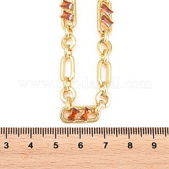 Figaro-Ketten aus 7 mm Messing mit Pavé-Fassung aus Zirkonia&nbsp;NJEW-D324-05G-01