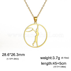 Colliers pendentifs en acier inoxydable 304 représentant la silhouette d'une gymnaste sportive pour femmes&nbsp;WG81C1E-02