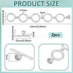 2pcs fermoirs à bascule en laiton&nbsp;KK-BC0014-78P