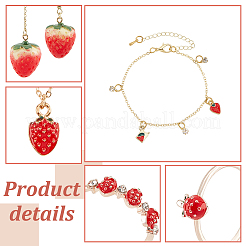 Set di collana con ciondolo in ottone smaltato a forma di fragola&nbsp;SJEW-AN0001-35