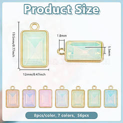 56 pièces pendentifs en verre en alliage 7 couleurs&nbsp;FIND-OC0014-29