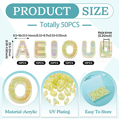 50 pièces 5 styles placage uv arc-en-ciel perles acryliques irisées&nbsp;OACR-TA0004-67B