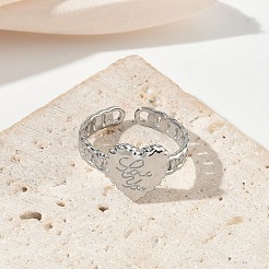 Offene Manschettenringe aus Edelstahl 304 für Damen&nbsp;RJEW-L341-05A-P