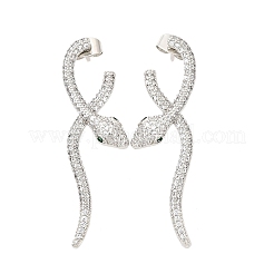 Orecchini pendenti in ottone con zirconi cubici a forma di serpente per donna&nbsp;EJEW-F367-01A-P