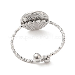 Bague de manchette ouverte ronde plate en acier inoxydable 304 anti-ternissement pour femme&nbsp;RJEW-M149-14P