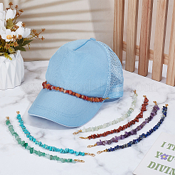 7 cadena para sombreros con cuentas de piedras preciosas naturales y sintéticas&nbsp;HJEW-PH02369