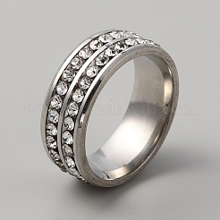 Bague en strass&nbsp;RJEW-WH0012-20P