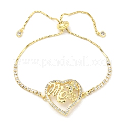 Bracelets en argent et zircone cubique pour la fête des mères&nbsp;BJEW-S158-01G-A