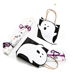 10 Stück Halloween-Geister-Süßigkeitstüten aus Papier mit Griffen&nbsp;HAWE-PW0001-158