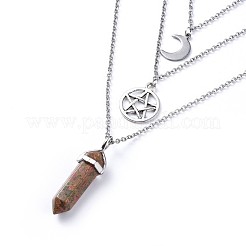 Proiettile collane a strati pendenti in acero naturale&nbsp;NJEW-JN02457-02