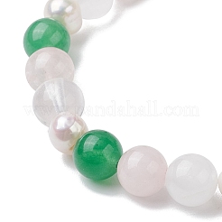 Braccialetti elastici con perline rotonde in quarzo rosa naturale&nbsp;BJEW-JB11041-04