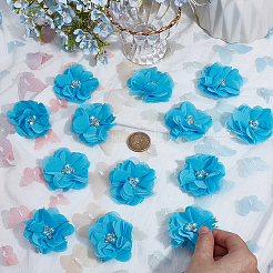 30 accessorio ornamentale floreale in poliestere e plastica con perle e strass&nbsp;DIY-SP0006-06B