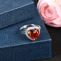 925 Sterling Silber Pavé-Fingerring mit Zirkonia&nbsp;RJEW-C138-01B-01