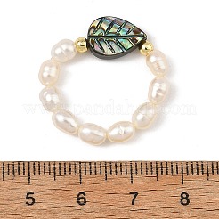 Verstellbare Fingerringe aus natürlicher Abalone-/Paua-Muschel&nbsp;RJEW-JR01085