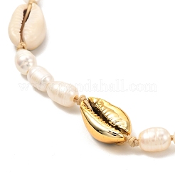 Collana di perle di perle naturali e conchiglie di ciprea per donne adolescenti&nbsp;NJEW-JN03731