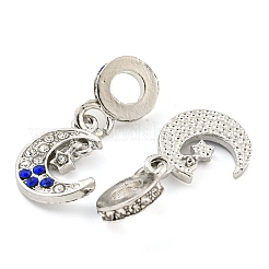 Gestell-Plating-Legierung pflastern Strass Mond Stern europäischen baumeln Charme&nbsp;FIND-B034-12P-01