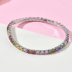 Bracelets de tennis pour femmes en acier inoxydable 304 sertis de micro-pavés de zirconiums cubiques colorés&nbsp;BJEW-G779-02P