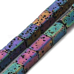 Brins de perles de pierre de lave naturelle galvanisées&nbsp;G-Q1009-A01-01