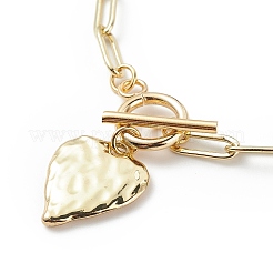 Bracciale da donna con ciondolo a forma di cuore in lega con catenelle in ottone a graffetta&nbsp;BJEW-JB08895-01