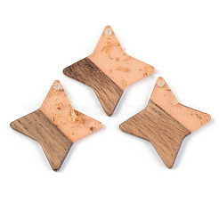 Colgantes de resina transparente y madera de nogal&nbsp;RESI-S389-011A-B