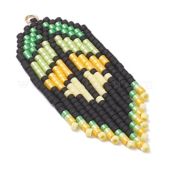 Grands pendentifs en forme de feuille faits à la main avec des perles de verre&nbsp;PALLOY-MZ00931-02