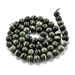 Fili naturali di perle di diaspro verde zebrato&nbsp;G-O199-05A