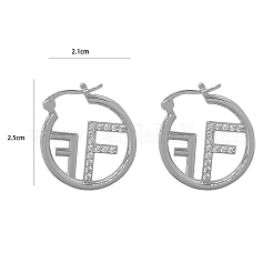 Boucles d'oreilles créoles en alliage avec strass et motif lettre F&nbsp;FS-WG18965-02