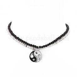 2 Stück 2-teiliges Halsketten-Set mit Emaille-Anhänger und Yin-Yang-Anhänger aus Legierung&nbsp;NJEW-JN04175-02