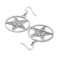 Anello in acciaio inossidabile 304 anti-ossidazione con orecchini pendenti a forma di stella per donna&nbsp;EJEW-R156-03P
