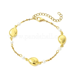 Gliederarmbänder aus Edelstahl 304 und runden Muschelperlen&nbsp;BJEW-JB13977-02