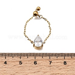 Verstellbare Kettenringe aus Edelstahl 304 mit Zirkonia-Besatz&nbsp;RJEW-P189-01A-G