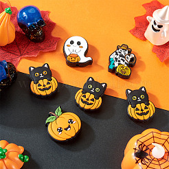 6 Stück Silikon-Brennperlen in 6 Stilen mit Halloween-Motiv&nbsp;SIL-TA0002-44