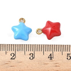 304 Edelstahl Emaille Stern Charms&nbsp;STAS-I346-51G