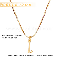 1 pezzo di catena in ottone e collane con ciondolo a forma di lettera in acciaio inossidabile 304&nbsp;NJEW-LP0001-40I-G