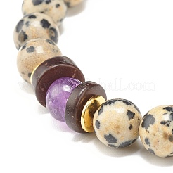 Bracciale elasticizzato con perle tonde in pietra mista naturale e sintetica&nbsp;BJEW-JB07128