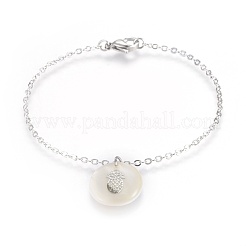 Bracciali in vero ottone placcato platino con catene portacavi&nbsp;BJEW-JB03974
