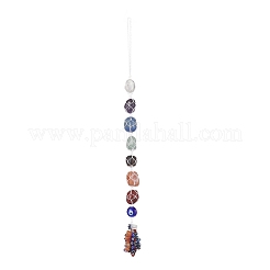 Decorazioni pendenti tascabili con pietre preziose naturali da 7 chakra&nbsp;HJEW-JM01049-02