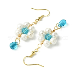 Perla di conchiglia con orecchino pendente in vetro&nbsp;EJEW-JE05931-02