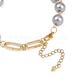 Bracciali a maglie con perle di vetro rotonde per donna&nbsp;BJEW-JB12051-02