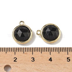 Natürlicher Obsidian facettierte flache runde Charms&nbsp;G-U028-03G-14