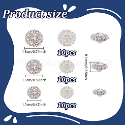 30 pieza de botones de vástago de rhinestone de aleación de 3 agujeros y 1 estilos&nbsp;BUTT-GA0001-44S