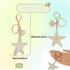 Portachiavi in lega di zinco per auto a forma di conchiglia di stella marina tempestata di diamanti&nbsp;KEYC-SP0001-18B