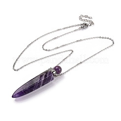 Halsketten mit Parfümflaschenanhängern aus natürlichem Amethyst in Kugelform&nbsp;G-B089-02P-08