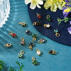 12 pièce 2 styles de breloques en laiton micro pavées en zircone cubique&nbsp;KK-TA0008-70A