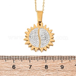 Collares colgantes de arcilla polimérica de acero inoxidable 304 con rhinestone que se abren al sol para mujer&nbsp;NJEW-Z065-10G-01